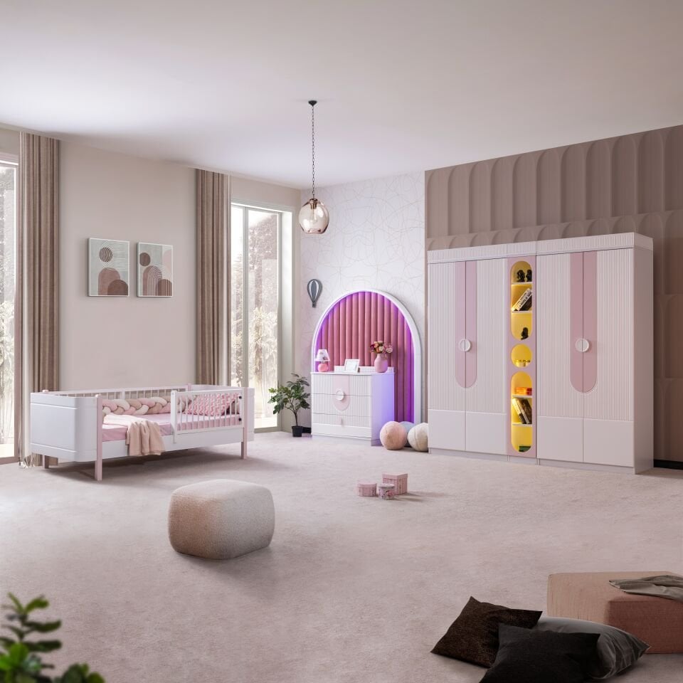 Vera Bebek ve Çocuk Odası          ( 4 Kapaklı Kitaplıklı )