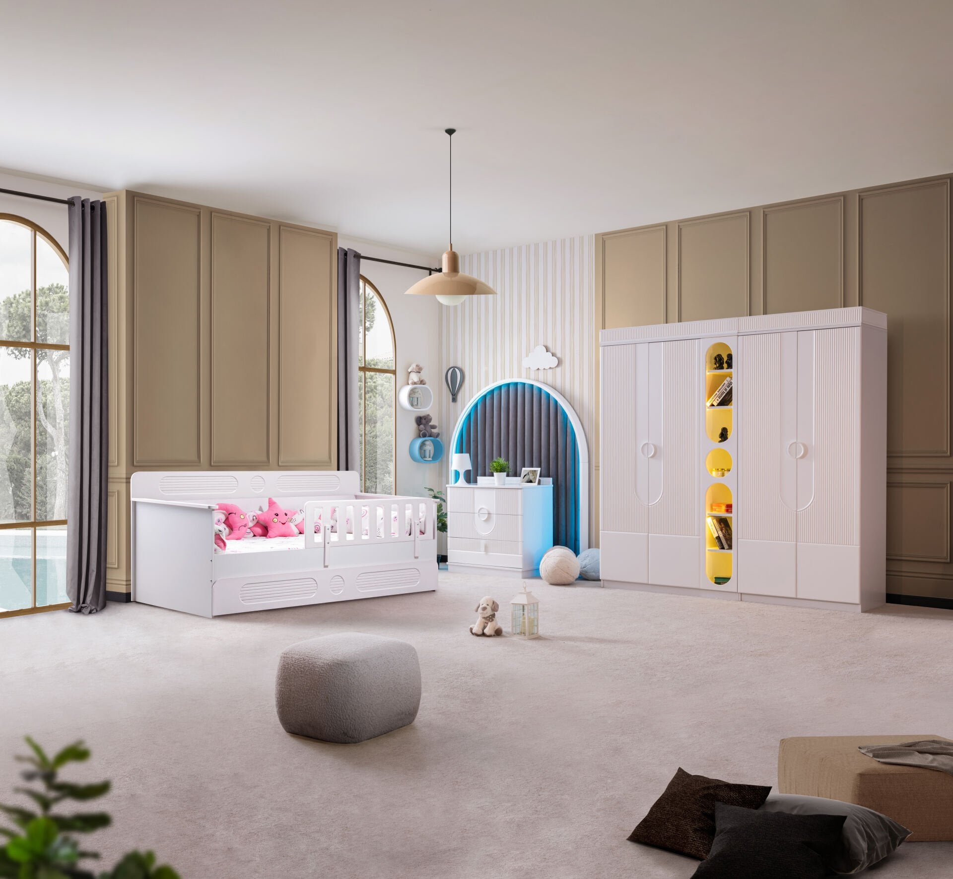 Vera Beyaz Bebek ve Çocuk Odası ( 4 Kapaklı Kitaplıklı )